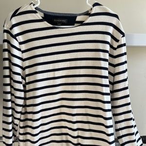 Banana Republic Breton Stripe Top Size Medium M White Navy